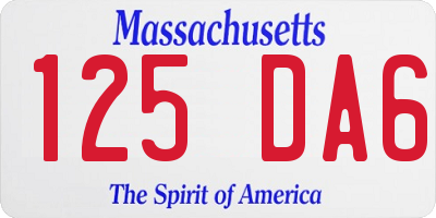 MA license plate 125DA6