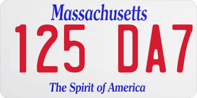MA license plate 125DA7