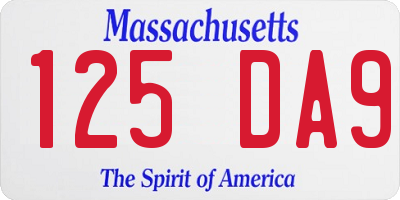 MA license plate 125DA9