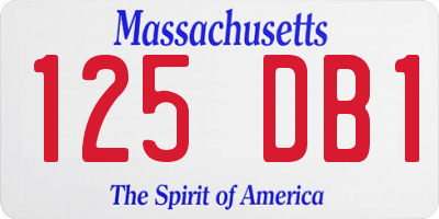 MA license plate 125DB1