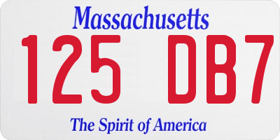 MA license plate 125DB7