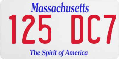 MA license plate 125DC7