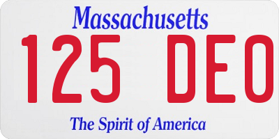 MA license plate 125DE0