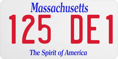 MA license plate 125DE1