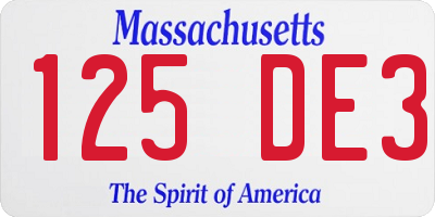 MA license plate 125DE3