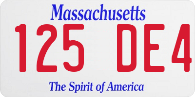 MA license plate 125DE4