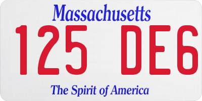 MA license plate 125DE6