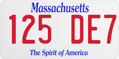 MA license plate 125DE7