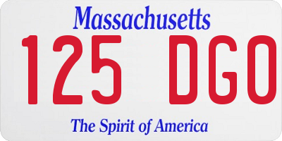MA license plate 125DG0