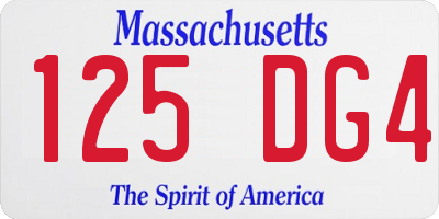 MA license plate 125DG4