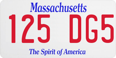 MA license plate 125DG5