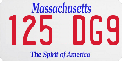 MA license plate 125DG9