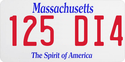 MA license plate 125DI4