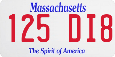 MA license plate 125DI8