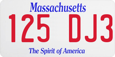 MA license plate 125DJ3