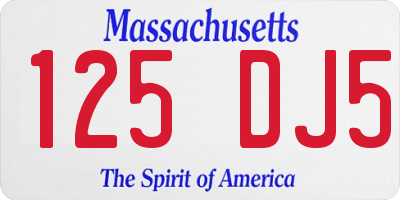MA license plate 125DJ5