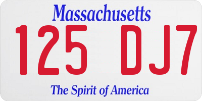 MA license plate 125DJ7