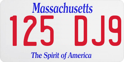MA license plate 125DJ9