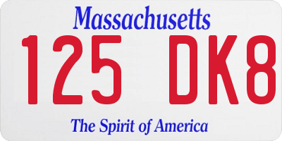 MA license plate 125DK8