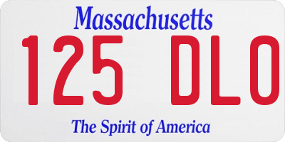 MA license plate 125DL0