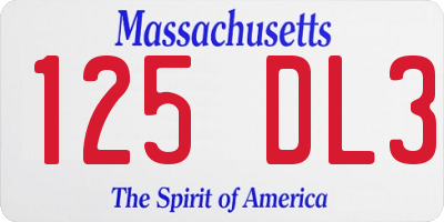 MA license plate 125DL3