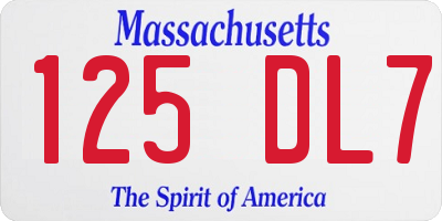 MA license plate 125DL7