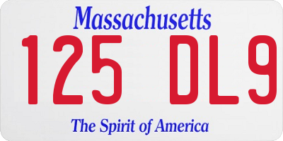MA license plate 125DL9