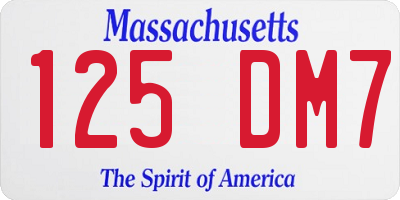 MA license plate 125DM7