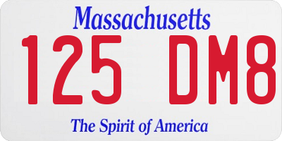 MA license plate 125DM8