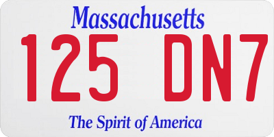 MA license plate 125DN7