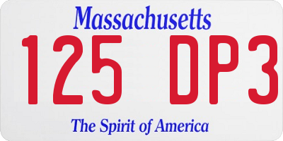 MA license plate 125DP3