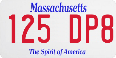 MA license plate 125DP8