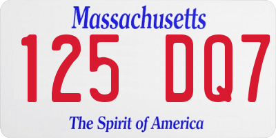 MA license plate 125DQ7