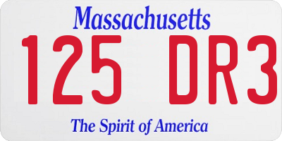 MA license plate 125DR3