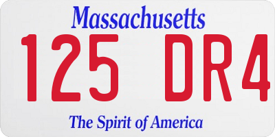 MA license plate 125DR4