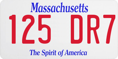 MA license plate 125DR7