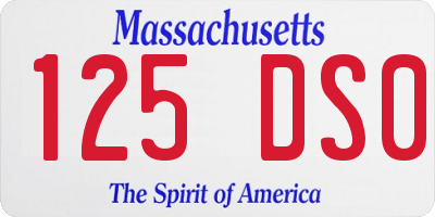 MA license plate 125DS0