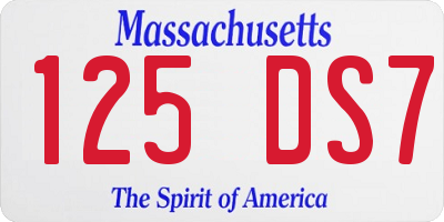 MA license plate 125DS7