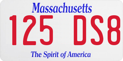 MA license plate 125DS8