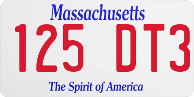 MA license plate 125DT3