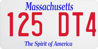 MA license plate 125DT4