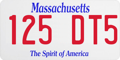 MA license plate 125DT5