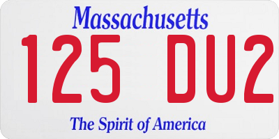 MA license plate 125DU2