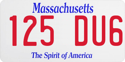 MA license plate 125DU6