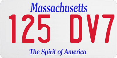 MA license plate 125DV7