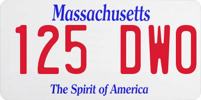 MA license plate 125DW0