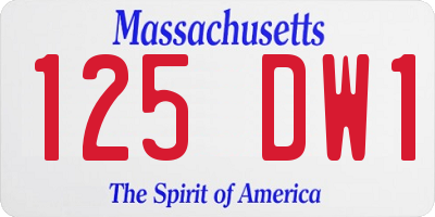 MA license plate 125DW1
