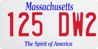 MA license plate 125DW2
