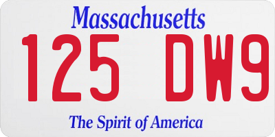 MA license plate 125DW9