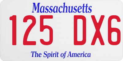 MA license plate 125DX6